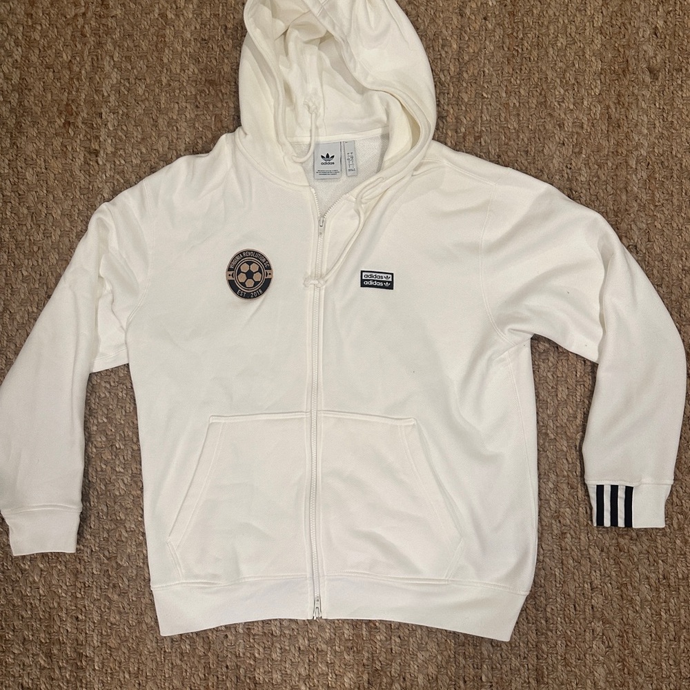 Adidas White Zip-Up Hoodie